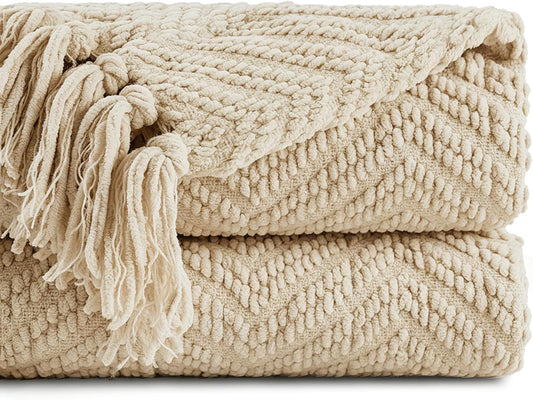 Textured Neutral Throw Blanket