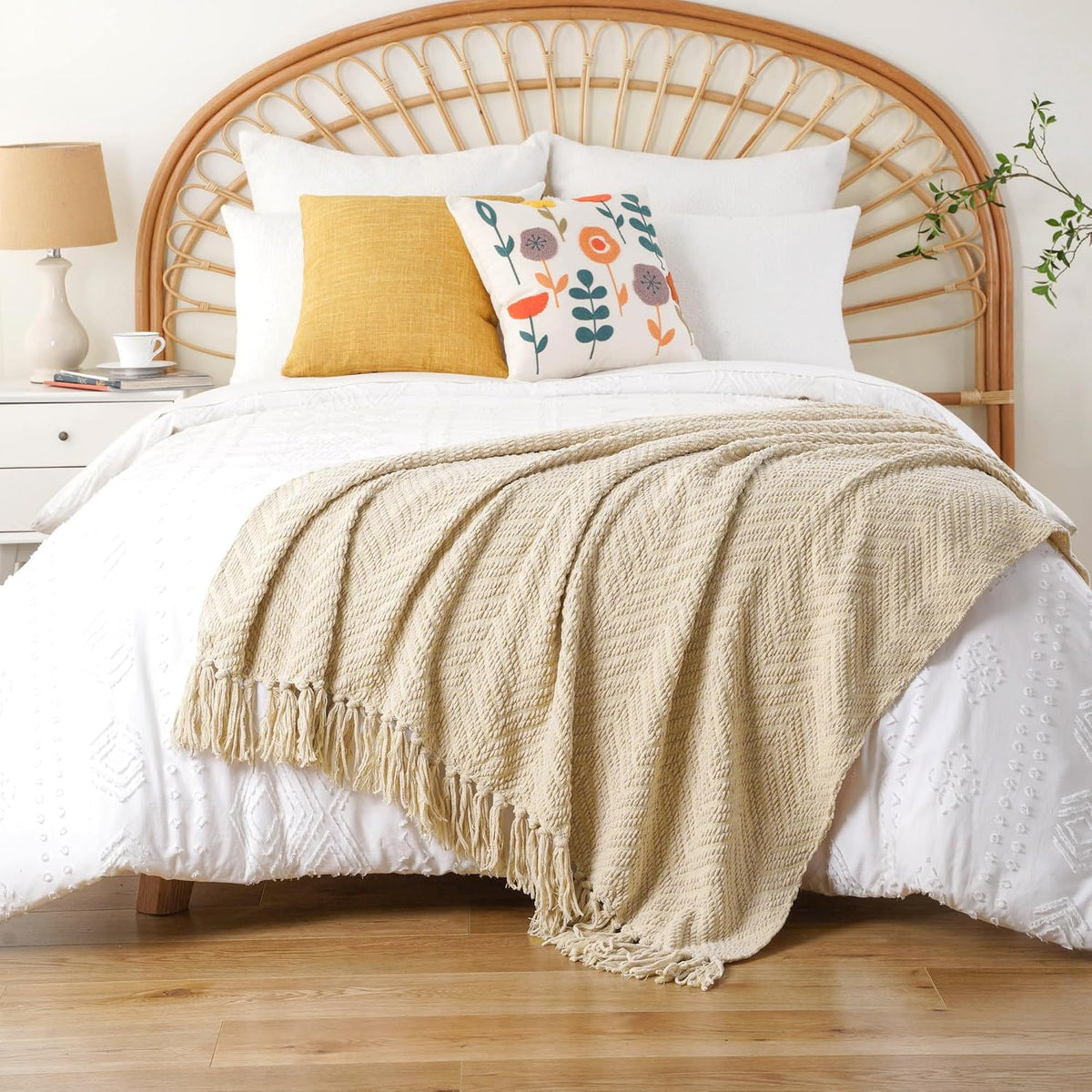 Textured Neutral Throw Blanket