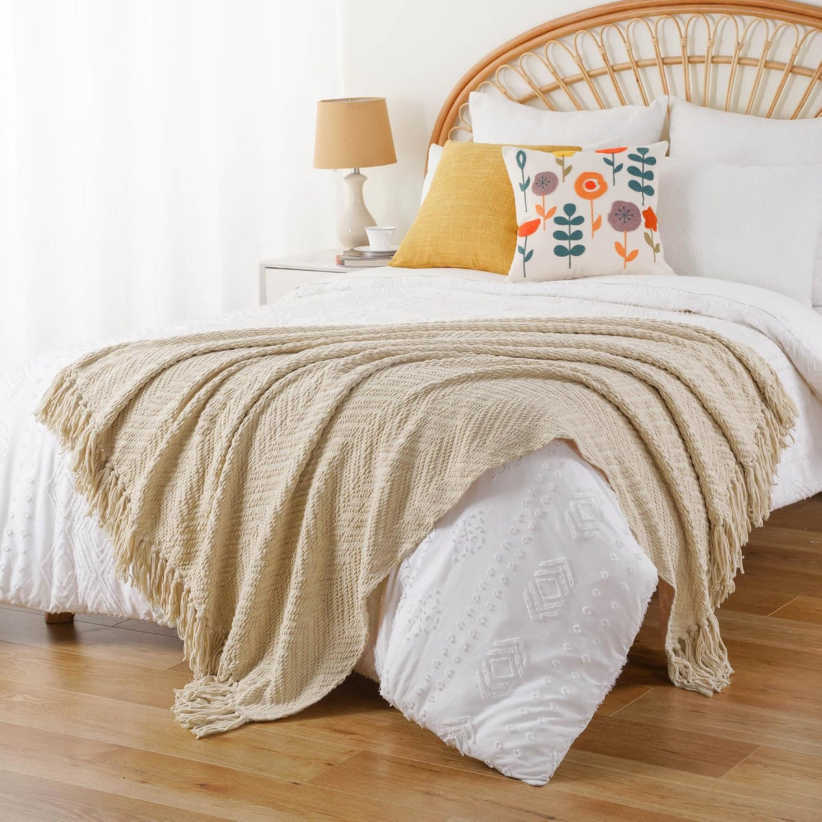 Textured Neutral Throw Blanket
